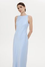 REISSA COWL BACK DRAPE SATIN DRESS