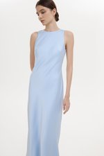 REISSA COWL BACK DRAPE SATIN DRESS