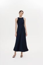 REISSA COWL BACK DRAPE SATIN DRESS
