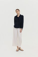 MIRELLE PLEATED WAIST LINEN SHIRT