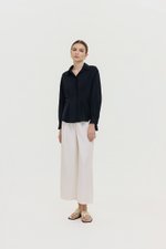 MIRELLE PLEATED WAIST LINEN SHIRT