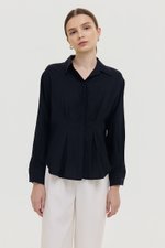 MIRELLE PLEATED WAIST LINEN SHIRT