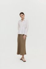 MIRELLE PLEATED WAIST LINEN SHIRT