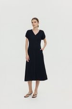VERNESSA EMPIRE WAIST LINEN MIDI DRESS