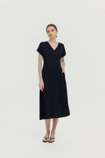 VERNESSA EMPIRE WAIST LINEN MIDI DRESS