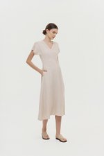 VERNESSA EMPIRE WAIST LINEN MIDI DRESS