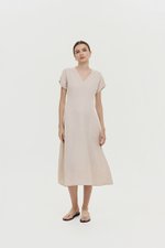 VERNESSA EMPIRE WAIST LINEN MIDI DRESS