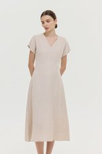 VERNESSA EMPIRE WAIST LINEN MIDI DRESS