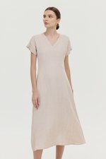 VERNESSA EMPIRE WAIST LINEN MIDI DRESS