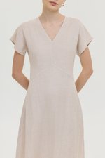 VERNESSA EMPIRE WAIST LINEN MIDI DRESS