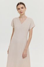 VERNESSA EMPIRE WAIST LINEN MIDI DRESS