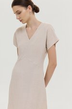 VERNESSA EMPIRE WAIST LINEN MIDI DRESS