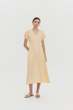 VERNESSA EMPIRE WAIST LINEN MIDI DRESS
