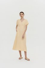 VERNESSA EMPIRE WAIST LINEN MIDI DRESS