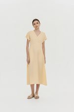 VERNESSA EMPIRE WAIST LINEN MIDI DRESS
