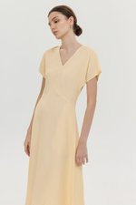 VERNESSA EMPIRE WAIST LINEN MIDI DRESS