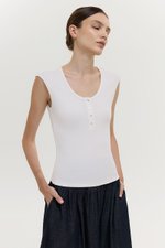 YURIE RIBBED BUTTONDOWN TOP