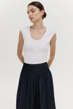 YURIE RIBBED BUTTONDOWN TOP