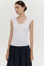 YURIE RIBBED BUTTONDOWN TOP