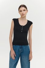 YURIE RIBBED BUTTONDOWN TOP