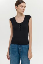 YURIE RIBBED BUTTONDOWN TOP