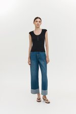 YURIE RIBBED BUTTONDOWN TOP