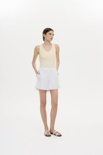 BELLA LACE TRIM DRAWSTRING LINEN SHORTS