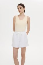 BELLA LACE TRIM DRAWSTRING LINEN SHORTS