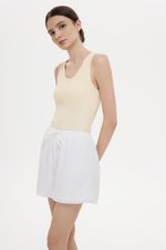 BELLA LACE TRIM DRAWSTRING LINEN SHORTS