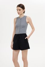 BELLA LACE TRIM DRAWSTRING LINEN SHORTS