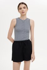 BELLA LACE TRIM DRAWSTRING LINEN SHORTS