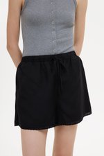 BELLA LACE TRIM DRAWSTRING LINEN SHORTS