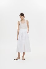 VEDA RUCHED HIGHWAIST FLARE MIDI SKIRT