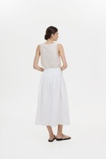 VEDA RUCHED HIGHWAIST FLARE MIDI SKIRT