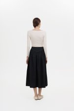 VEDA RUCHED HIGHWAIST FLARE MIDI SKIRT