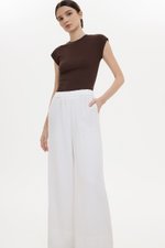 HARLEY ELASTIC WAISTBAND WIDE LEG LINEN PANTS