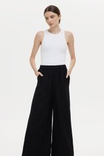 HARLEY ELASTIC WAISTBAND WIDE LEG LINEN PANTS