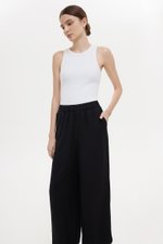 HARLEY ELASTIC WAISTBAND WIDE LEG LINEN PANTS