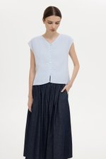 MIKELLE BUTTONDOWN LINEN TOP