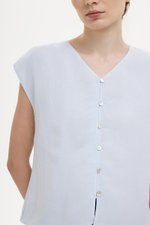 MIKELLE BUTTONDOWN LINEN TOP