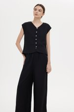 MIKELLE BUTTONDOWN LINEN TOP