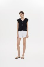MIKELLE BUTTONDOWN LINEN TOP