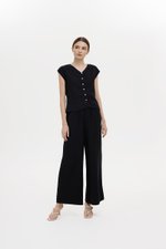HARLEY ELASTIC WAISTBAND WIDE LEG LINEN PANTS