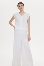 MIKELLE BUTTONDOWN LINEN TOP