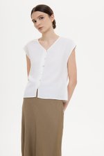 MIKELLE BUTTONDOWN LINEN TOP