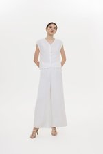 HARLEY ELASTIC WAISTBAND WIDE LEG LINEN PANTS