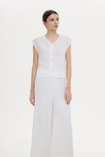 MIKELLE BUTTONDOWN LINEN TOP