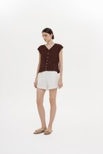 MIKELLE BUTTONDOWN LINEN TOP