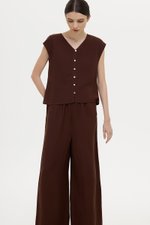 MIKELLE BUTTONDOWN LINEN TOP