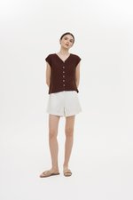 MIKELLE BUTTONDOWN LINEN TOP